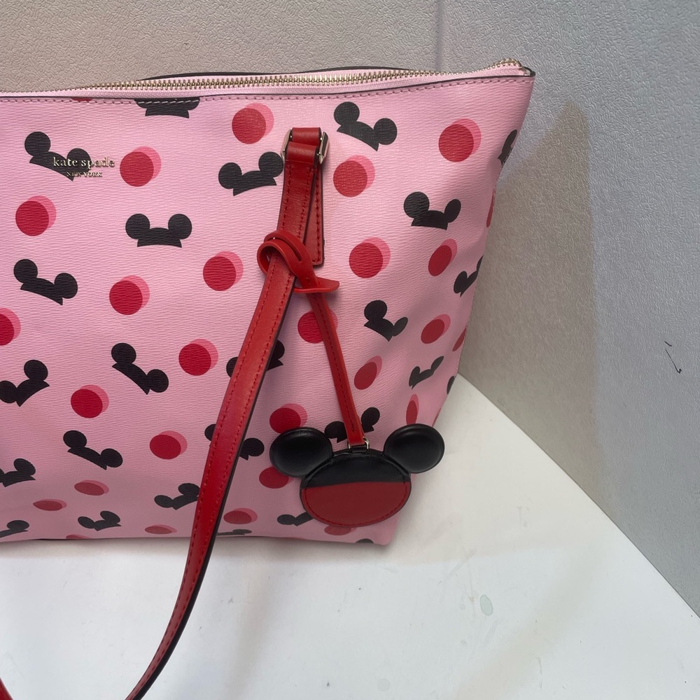 Disney Parks Kate Spade Large Tote Purse Bag with Wallet Mickey Mouse Print Pink - Picture 5 of 11